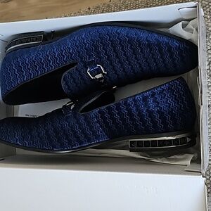 Men aldo blue textile velvet loafers